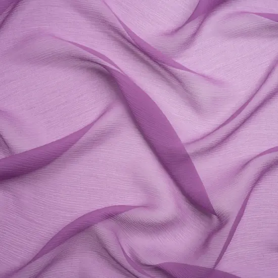 1 Yard Bright Purple Crinkled Silk Chiffon 43" Wide Sheer, Lightweight Silk Fabric {1}