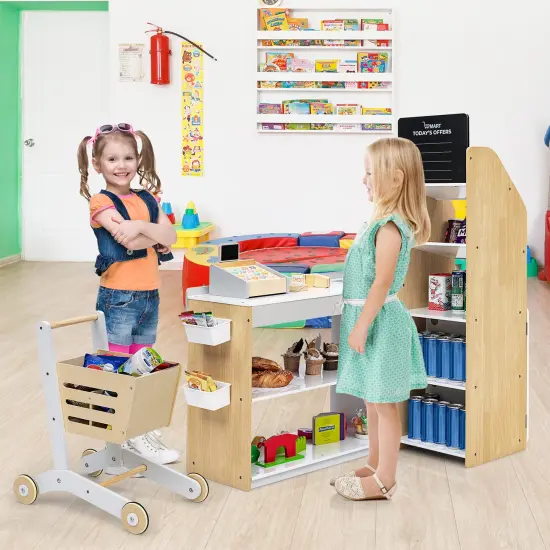Costway Grocery Store Playset Pretend Play Supermarket Shopping Set with Shopping Cart {4}
