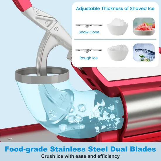 10 Gallon Storage Ice Crusher with Stainless Steel Dual Blades and Waterproof Safety Switch Red {4}