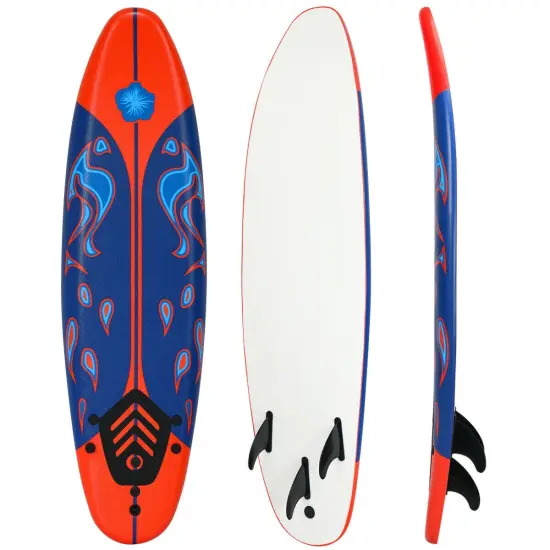 Foam Surfboard EPE EPS PP Lightweight Removable Fins Red {1}