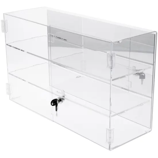 Plymor Clear Acrylic Rectangular Locking Display Case, 2 Shelves (Mirrored) {2}