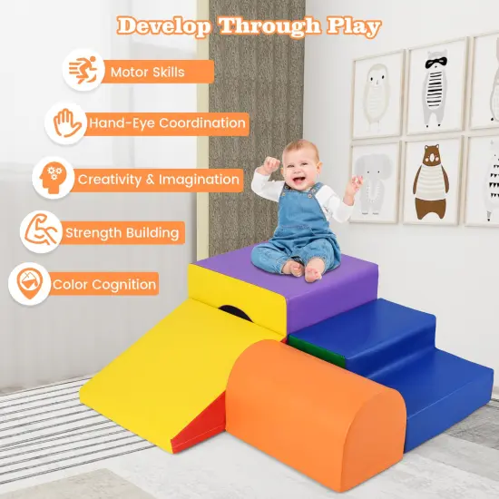 Portable Climb and Crawl Foam Block Play Set Perfect for Child Various Activities Orange {6}