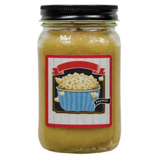 12 Ounce Paraffin Wax Pint Jar Candle with Kettle Corn Smell Perfect Size for Tabletop or Gift Baskets {1}