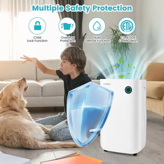 Costway 73-Pint Quiet Dehumidifier with 5 Modes 4,500 Sq. ft Coverage Area for Home & Basements {5}