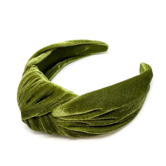 Wrapables Wide Knotted Velvet Headbands, Top Knot Velvet Headbands for Women and Girls, Apple Green {2}