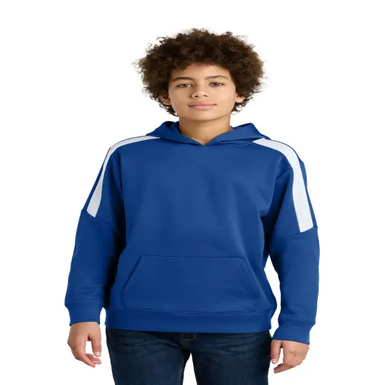 Sport-Tek&reg; Youth Fleece United Pullover Hoodie True Royal/ White {1}