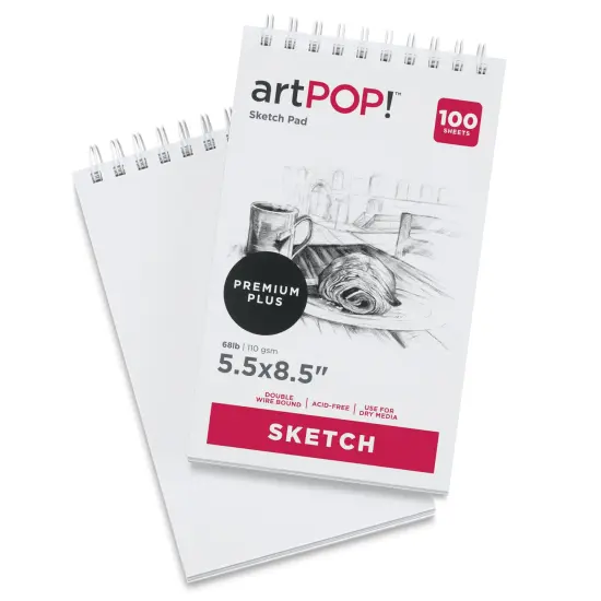 artPOP! Sketch Pads, 2-Pack, 5.5" x 8.5", 100 Sheets Each, 68 lb (110 gsm), Acid Free Paper for Dry Media, Top Wirebound Sketchpad for Drawing with Ink, Colored Pencil, Graphite, Charcoal, Pastels {3}