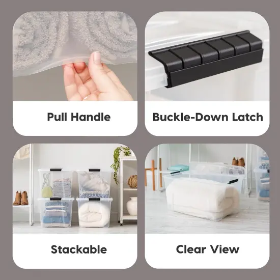 IRIS USA 2 Pack 94 Quart Stackable Plastic Storage Bins with Lids and Latching Buckles {3}