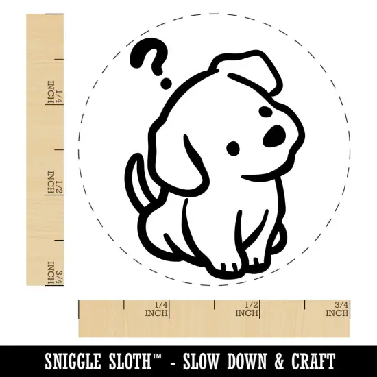 Confused Puppy Head Tilt Dog Question Mark Self-Inking Rubber Stamp Crafting Purple {1}