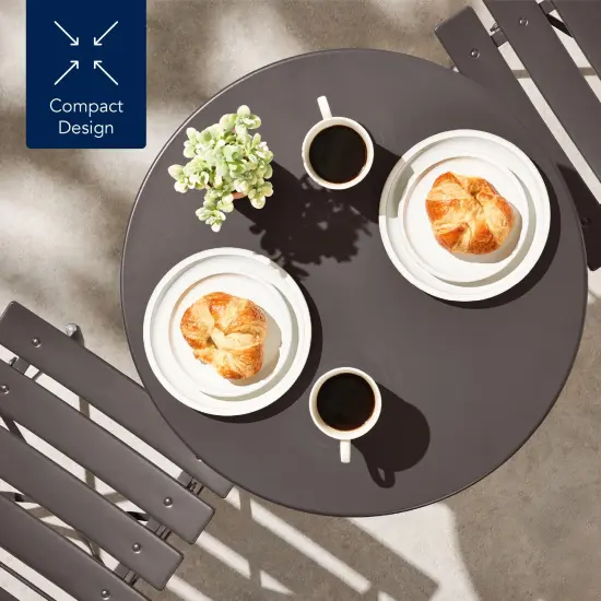 Best Choice Products 3-Piece Small Bistro Set, Folding Patio Furniture Set of 2 Chairs and Table Taupe {6}