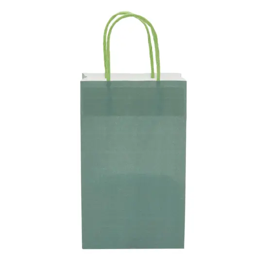 25-Pack Dark Green Gift Bags with Handles, 9 x 5.5 x 3-Inch Paper Goodie Bags for Party Favors and Treats, Birthday Party Supplies {5}