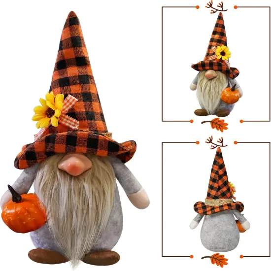 2Pack Thanksgiving Buffalo Plaid Gnome Plush Tomte Swedish Gnomes {5}