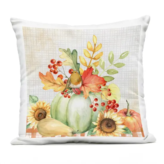 Stupell Industries Autumnal Gourds Bird Perched Outdoor Pillow, 18 x 7 x 18 {1}