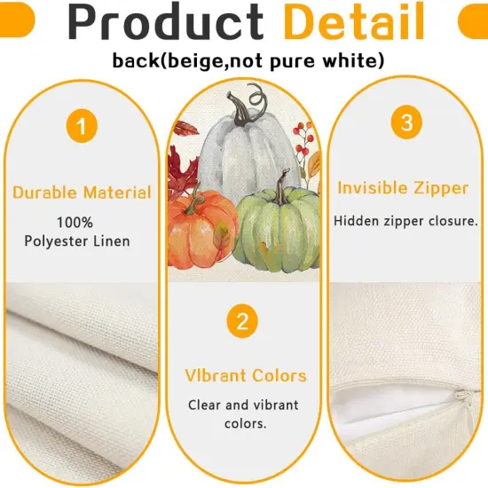 Autumn Maple Leaf Thanksgiving Lumbar Cushion Case Decoration for Home Living Room Orange Green {3}