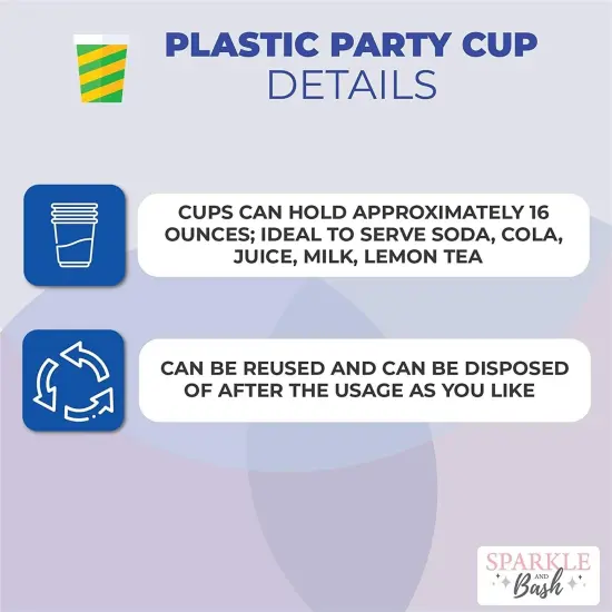 Blue Plastic Tumbler Cups, Pastel Rainbow Party Supplies (16 oz, 16 Pack) {3}