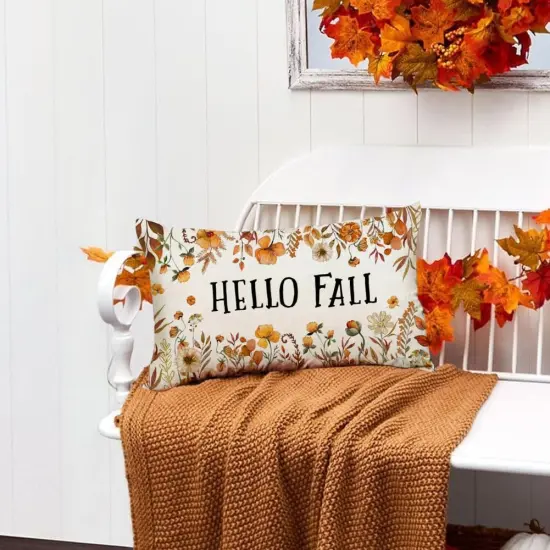 Autumn Flowers Thanksgiving Lumbar Outdoor Cushion Case Decoration {4}