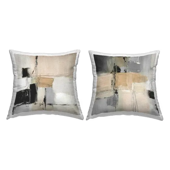 Stupell Industries Neutral & Grey Abstraction 2pc Outdoor Pillow Set, 18 x 7 x 18 {1}
