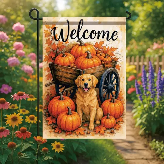 Fall Garden Flag Golden Retriever Dog Yard Flag 12x18(Golden Retriever Dog) {3}