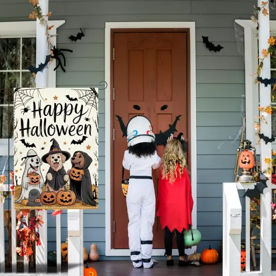 Yard Happy Halloween Dog Pumpkin Garden Flag 12x18(Halloween1) {2}
