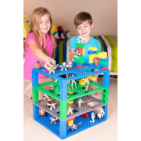 Strictly Briks Toy Building Block, Big Bricks Stackable Baseplates with Gaps, Large Pegs for Toddlers, 100% Compatible with All Major Brands, Blue, 1 Piece, 13.75x16.25 Inches {6}