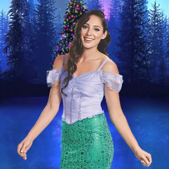 Womens Deluxe Ariel Costume With Purple Bodice And Teal Mermaid Skirt {2}