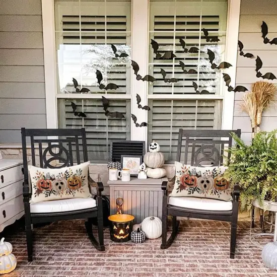 Halloween Pumpkin Throw Pillow Covers 12x20 Inch for Outside {5}