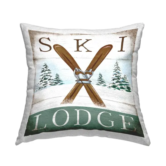 Stupell Industries Vintage Ski Lodge Outdoor Pillow, 18 x 7 x 18 {1}
