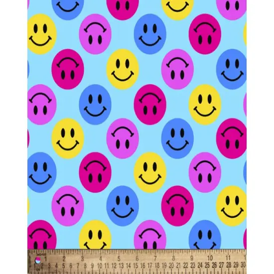 Happy Face Smileys Dots Cotton Fabric | By the Yard | Sewing and Crafting | 44 inches wide {1}