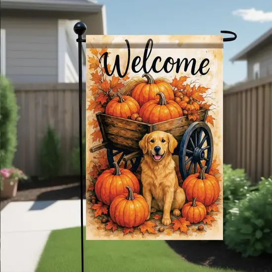 Fall Garden Flag Golden Retriever Dog Yard Flag 12x18(Golden Retriever Dog) {4}