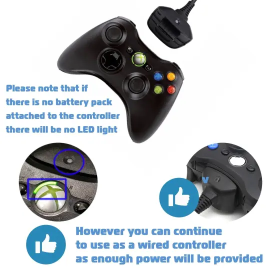 Insten Wireless Controller Charger Cable for Xbox 360 Remote Control USB Charger Cord, Black {4}