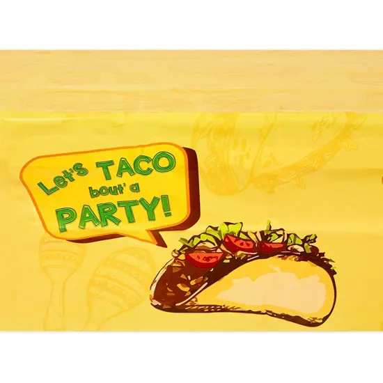 3 Pack Mexican Fiesta Tablecloth Plastic Table Cloth Cover Rectangular, Let&rsquo;s Taco Bout A Party Supplies Decor Decorations, 54 x 108 in. Yellow {5}