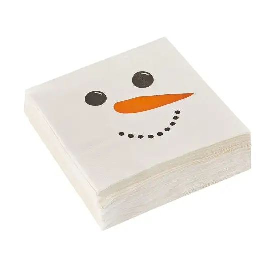 Snowman Holiday Napkins, Christmas Party Decorations (White, 5 x 5 In, 50 Pack) {5}
