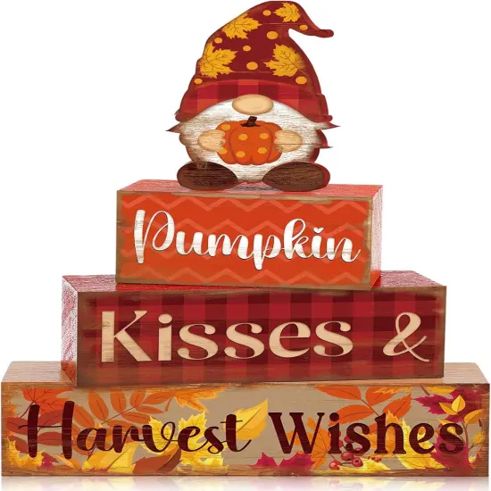 Fall Decor for Home Gnomes Wooden Signs(Orange and Brown) {1}