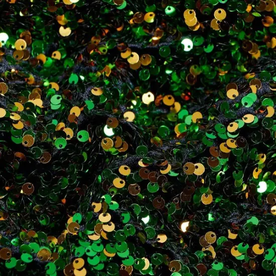 1 Yard Stretch Velvet Sequin Fabric 2 Way Polyester Spandex 36" x 60" Length by Width Black/Green/G {1}