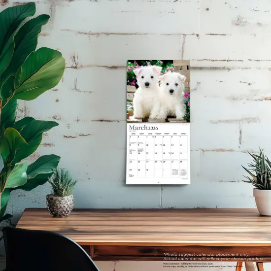 Puppy Pals | 2026 7 x 14 Inch (Hanging) Monthly Mini Wall Calendar | Foil Stamped Cover {5}