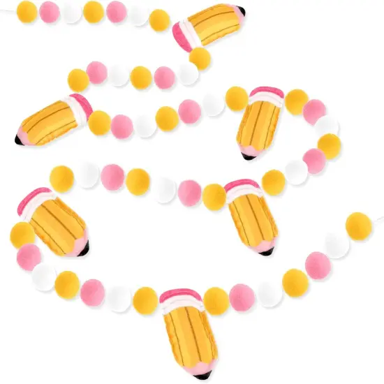 Back to School Decorations 7.5 Ft Felt Pompom Banner {1}