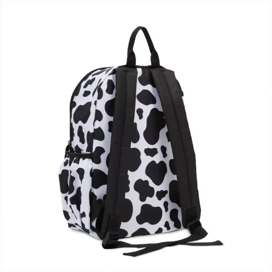 Zodaca Cow Print Mini Backpack for Women, and Girls, Small Shoulder Bag for School, Travel, Day Trips, Concerts, and Festivals, Cow Mini Backpack with Adjustable Straps, 12.5x4.5x15 inches Black {5}