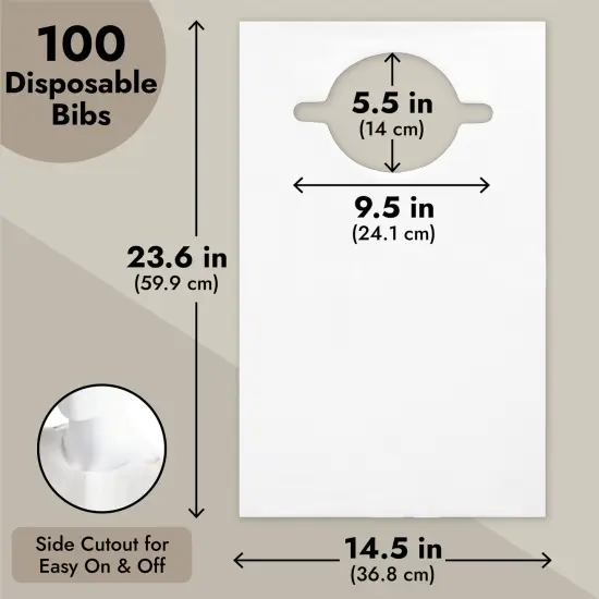 100-Pack Disposable Bibs for Adults and Senior Citizens for Mess-Free Eating, Throw Away Bibs for Accidental Stains and Spills, Single-Use Clothing Protectors (White, 23.6x15.5 in) {4}