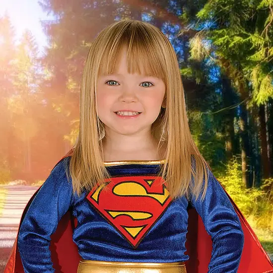 Toddler Deluxe Supergirl Costume with Cape Belt and Boot Covers Included {4}