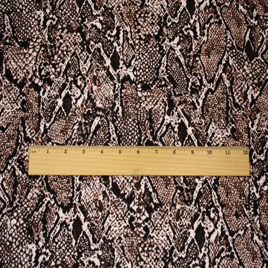 Brown-Beige-Multi Polyester Reptile Skin Printed Charmeuse Woven Fabric By the Yard {4}