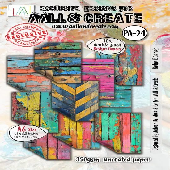 AALL And Create Design Double-Sided Cardstock A6 10/Pkg-Boho Boards {1}