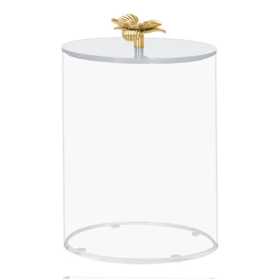 Lucite Cookie Jar with White Lid & Gold Flower Handle {2}