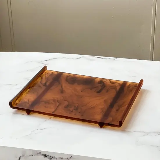 Resin Swirl Tray Brown {3}