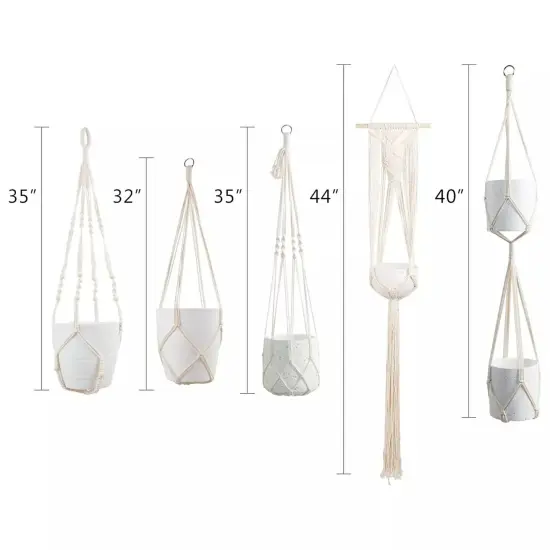 5Pack Macrame Plant Hanger Flower Pot Hanging Baskets Plant Holder Home Decor {4}