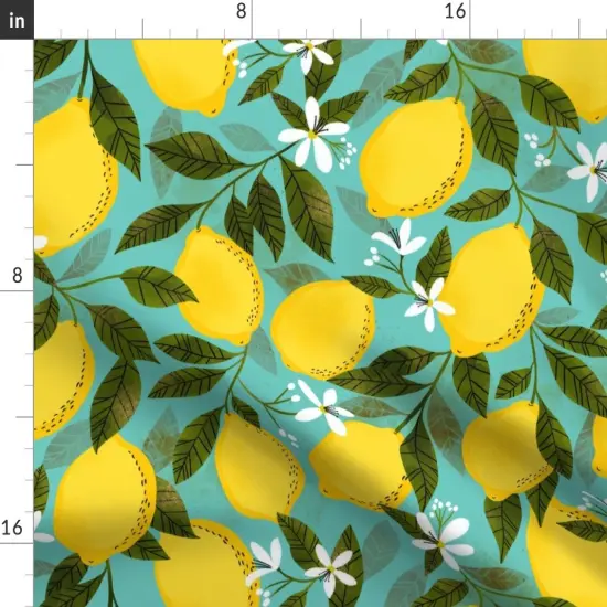 Various Fabrics by the Yard or Fat Quarter Lemonade Flowers Turquoise Summer Lemons Drink Custom Printed Fabric by Spoonflower {2}
