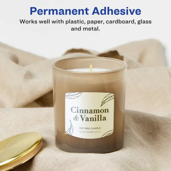 Avery Pearlized Ivory Arched Square Labels with Sure Feed Technology, Print-to-the-Edge, 2" x 2-3/16" {3}