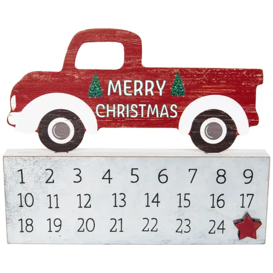 Northlight Merry Christmas Truck Wooden Advent Calendar - 9" Red {3}