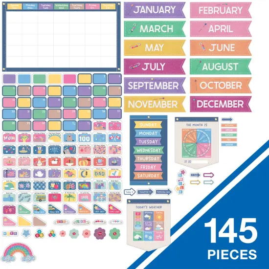 Carson Dellosa Crafty and Cool 145-Piece Calendar Bulletin Board Set, Monthly Headers, Cover Ups, Seasons, Weather, Days of Week Chart, and More Classroom Decor {2}