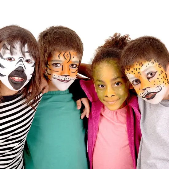 4 Color Airbrush Face & Body Water Based Painting Set; Black, Red, Yellow and Blue in 1 oz. Bottles {3}