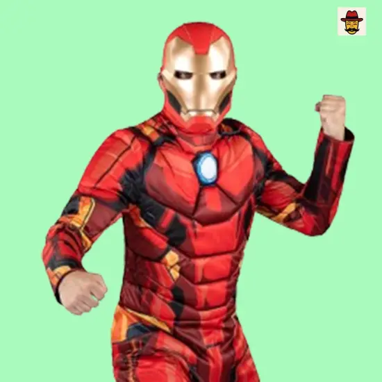 Marvel Iron Man Costume Padded Jumpsuit with 3D Mask and Metallic Details {3}